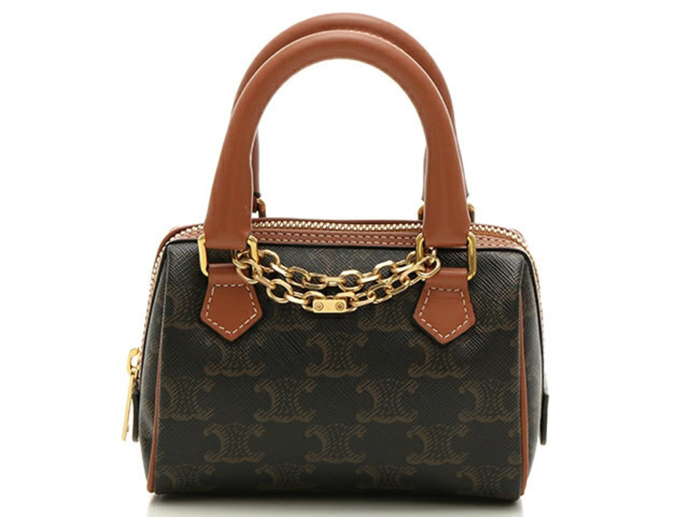 Celine Triomphe Boston Bag Brown Leather